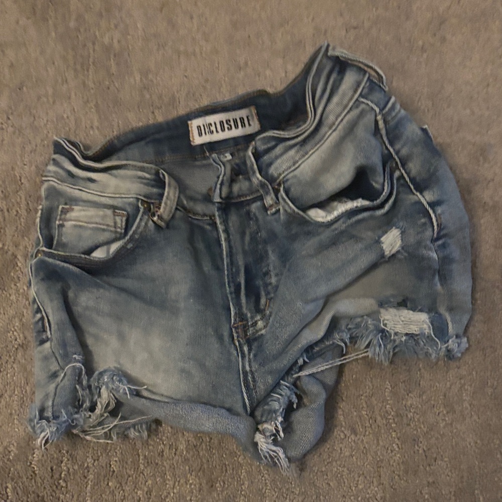 Women's Distressed Denim Shorts - Blue